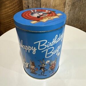 Vintage 1989 Happy Birthday Bugs Bunny 50th Anniversary Brach’s Container Tin